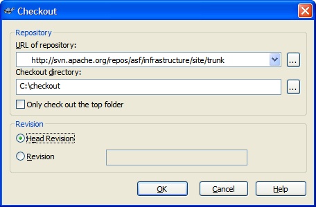 screenshot of SVN settings